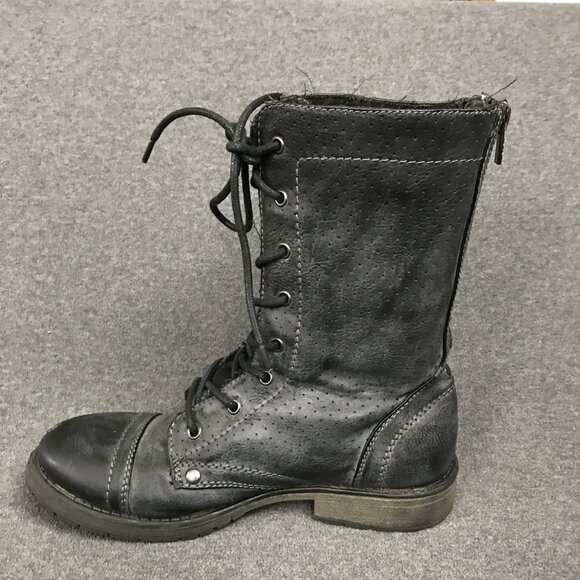 ROXY Seattle IV Black Faux Leather Zip Up Combat Moto Ankle Boots Womens Size 8 - Picture 2 of 11